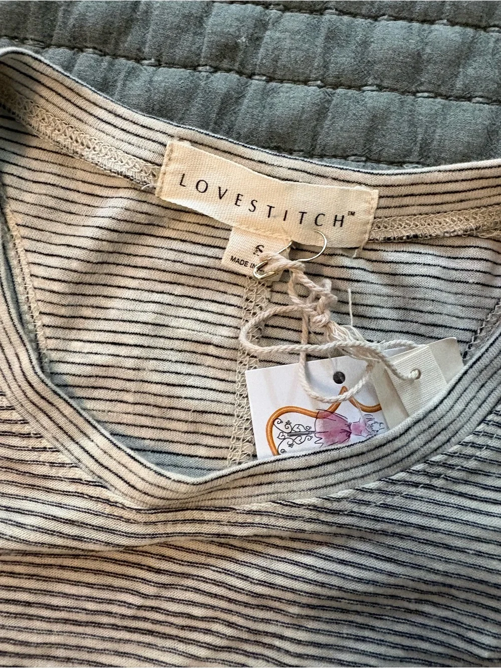 lovestitch Striped Ribbed Tank in Light Gray and White